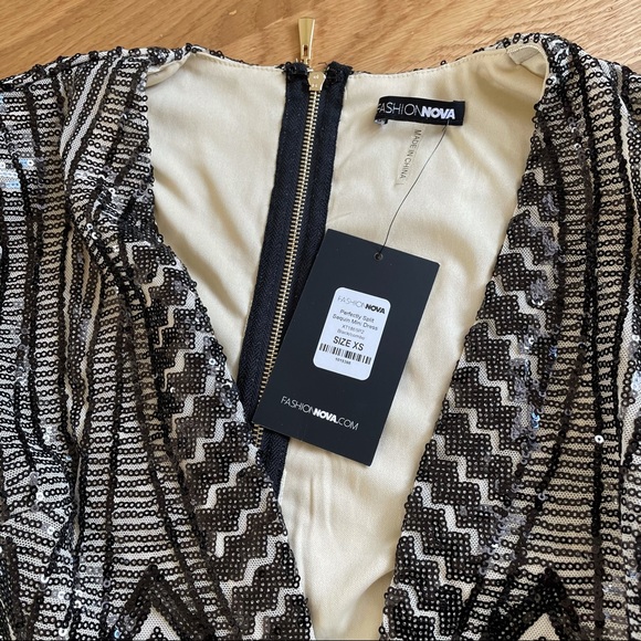 Perfectly Split Sequin Mini Dress Black/Combo - Picture 6 of 6